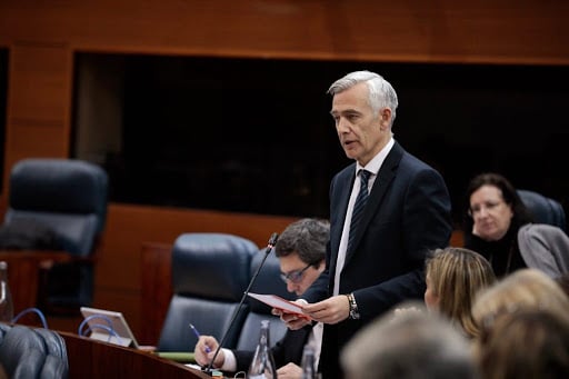 Juan Rubio en una intervención en la Asamblea de Madrid.