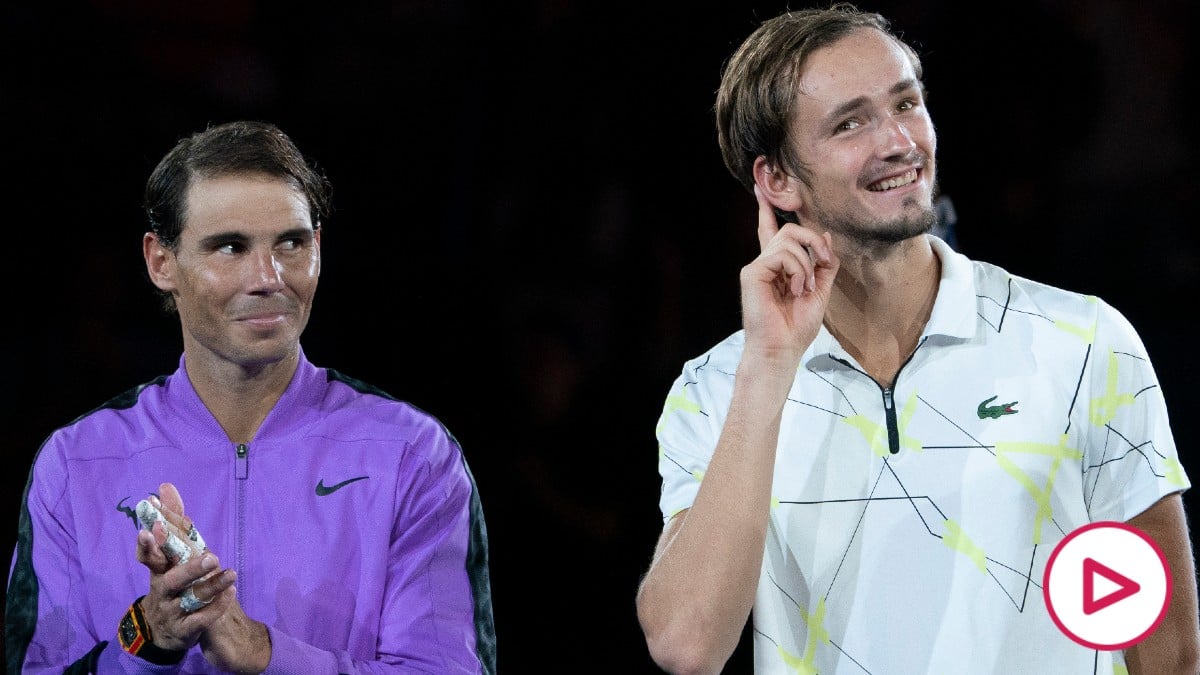 Rafa Nadal y Medvedev, en la final del US Open. (AFP)