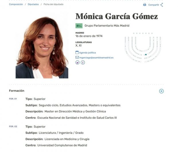 La ‘pistolera’ Mónica García que acusa a OKDIARIO de lanzar bulos se inventó su doctorado