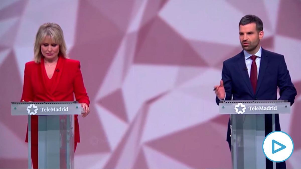 María Rey y Jon Ariztimuño, moderadores del debate en Telemadrid.