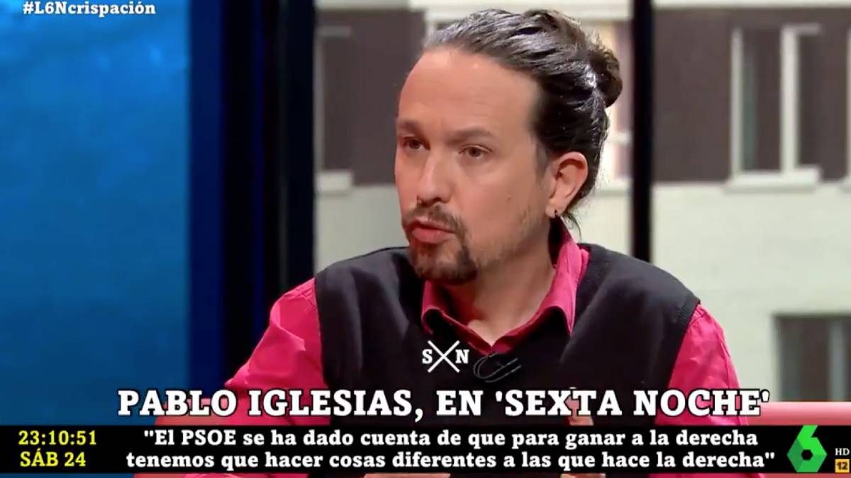 El candidato de Podemos Pablo Iglesias, este sábado en La Sexta Noche.