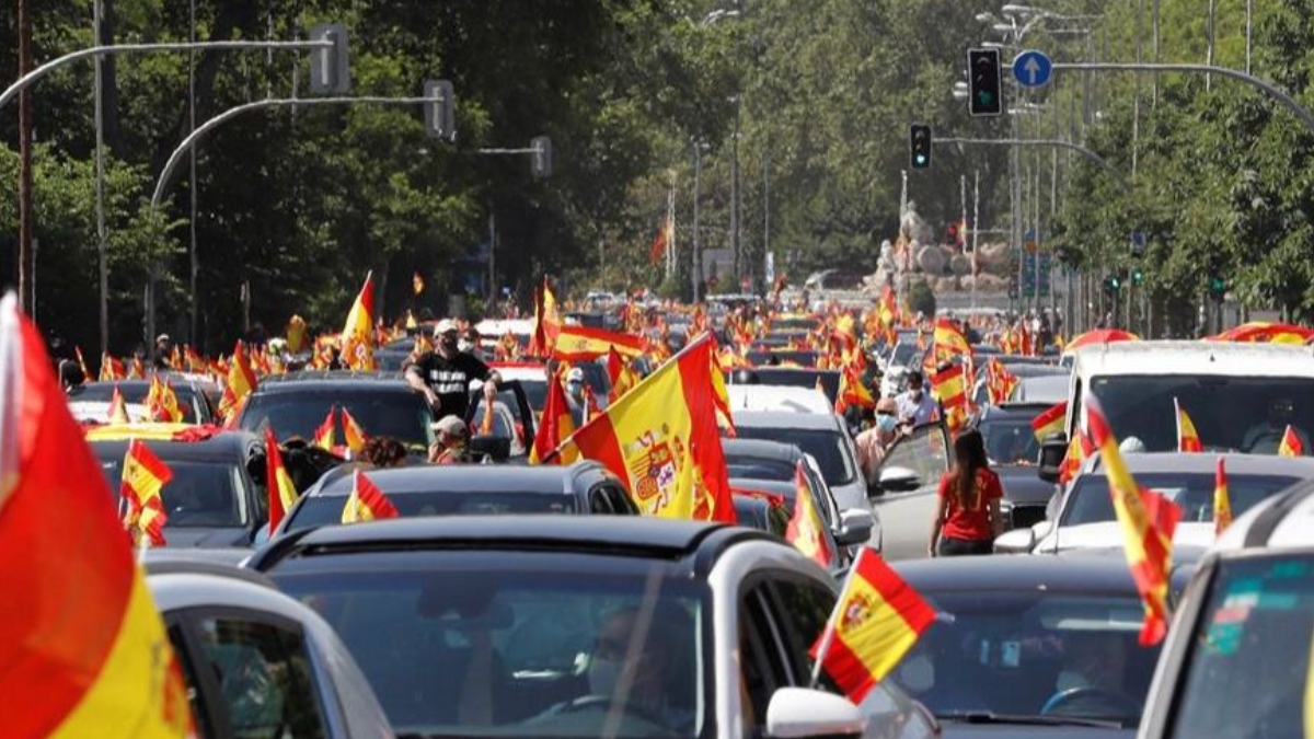Caravana organizada por Vox en mayo de 2020 en Madrid.
