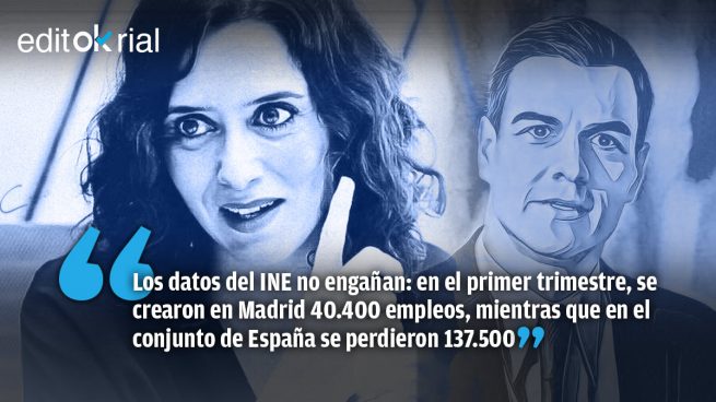 Con Ayuso se crea empleo; con Sánchez se destruye