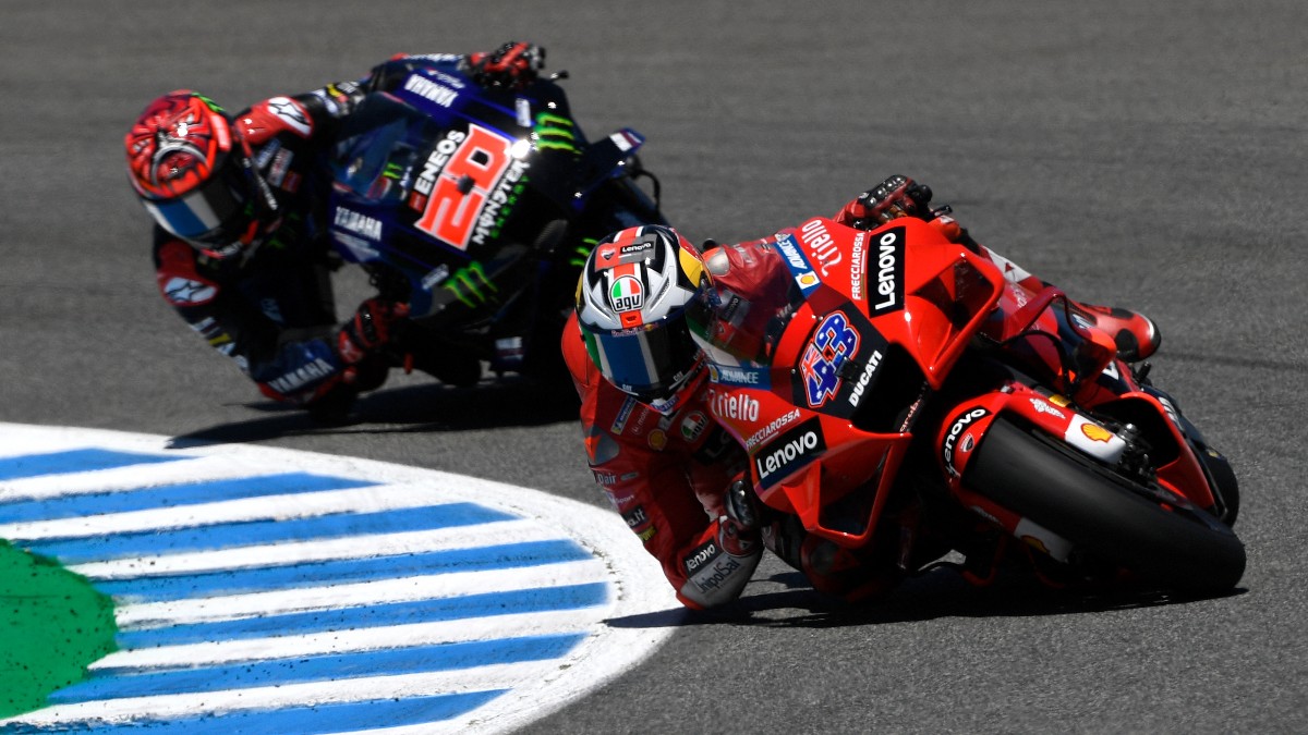 Jack Miller y Fabio Quartararo durante el GP de España de MotoGP. (AFP