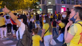 Manifestación de ciudadanos colombianos en Madrid.