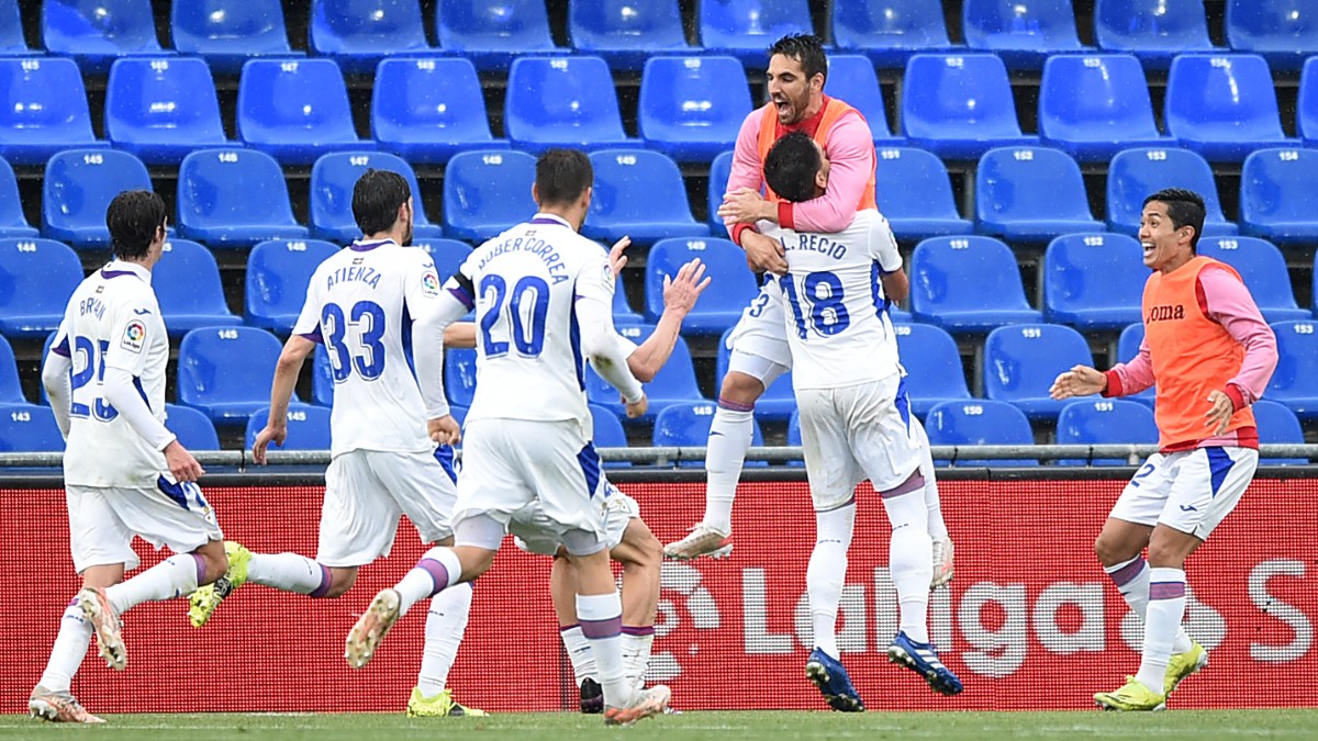 Los jugadores del Eibar celebran el gol de Recio ante el Getafe. (Getty)