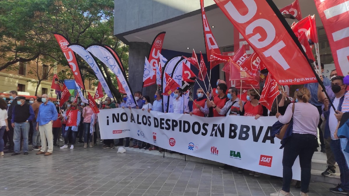 Manifestación de trabajadores de BBVA