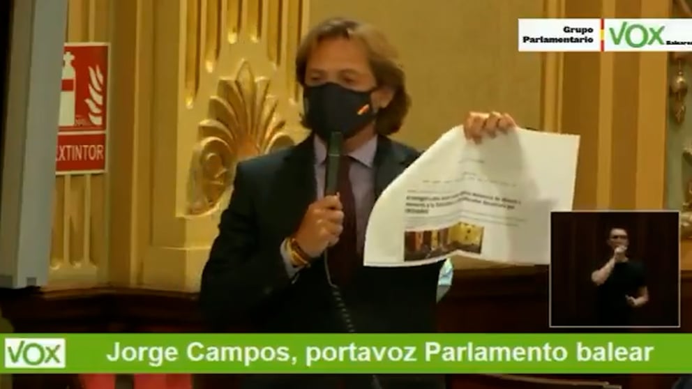 El portavoz de Vox en el Parlamento Balear, Jorge Campos Asensi.