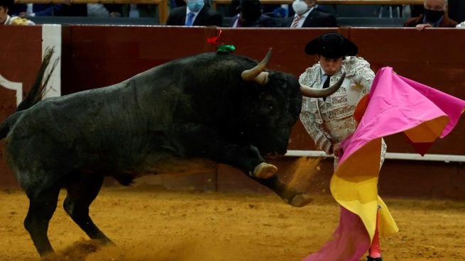 Juan del Álamo en la faena a su segundo toro (Foto: EFE).