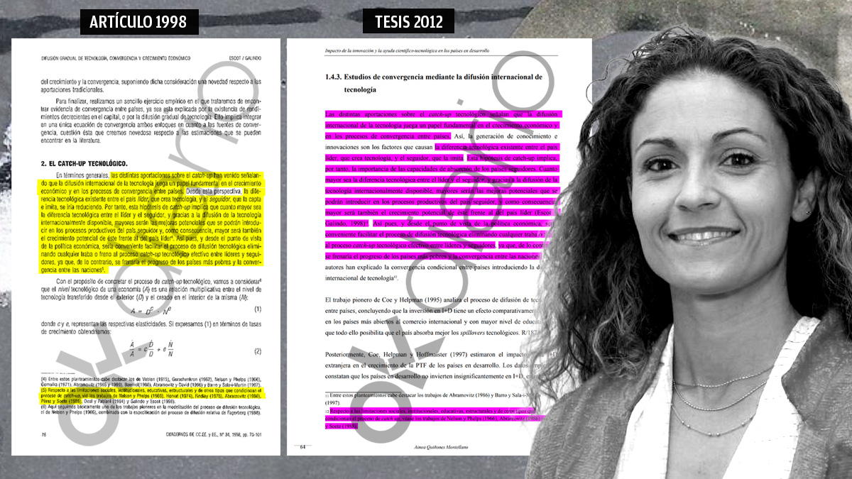 Ainoa Quiñones y el artículo de 1998 plagiado en su tesis de 2012.