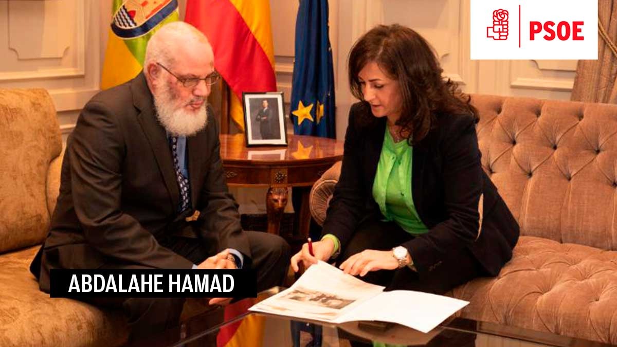 La presidenta de La Rioja, la socialista Concha Andreu, junto con Abdalahe Hamad.