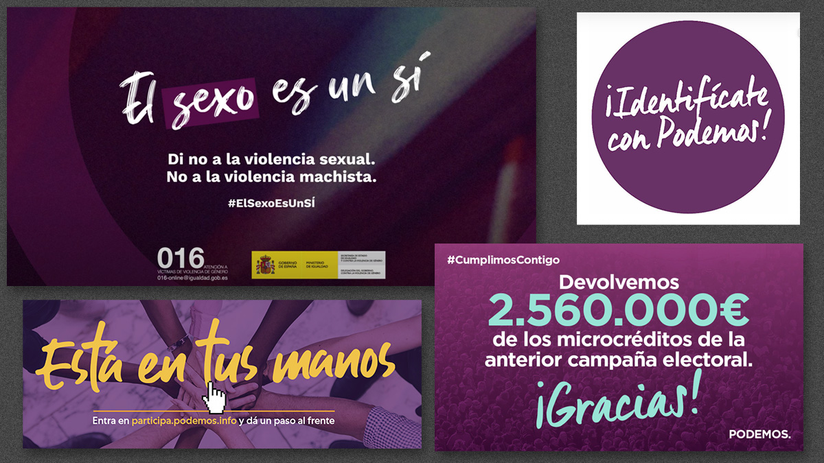 Comparativa del vídeo del Ministerio y de imágenes de Podemos.