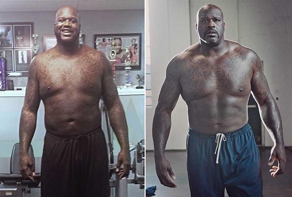 El antes y después de Shaquille O'Neal.