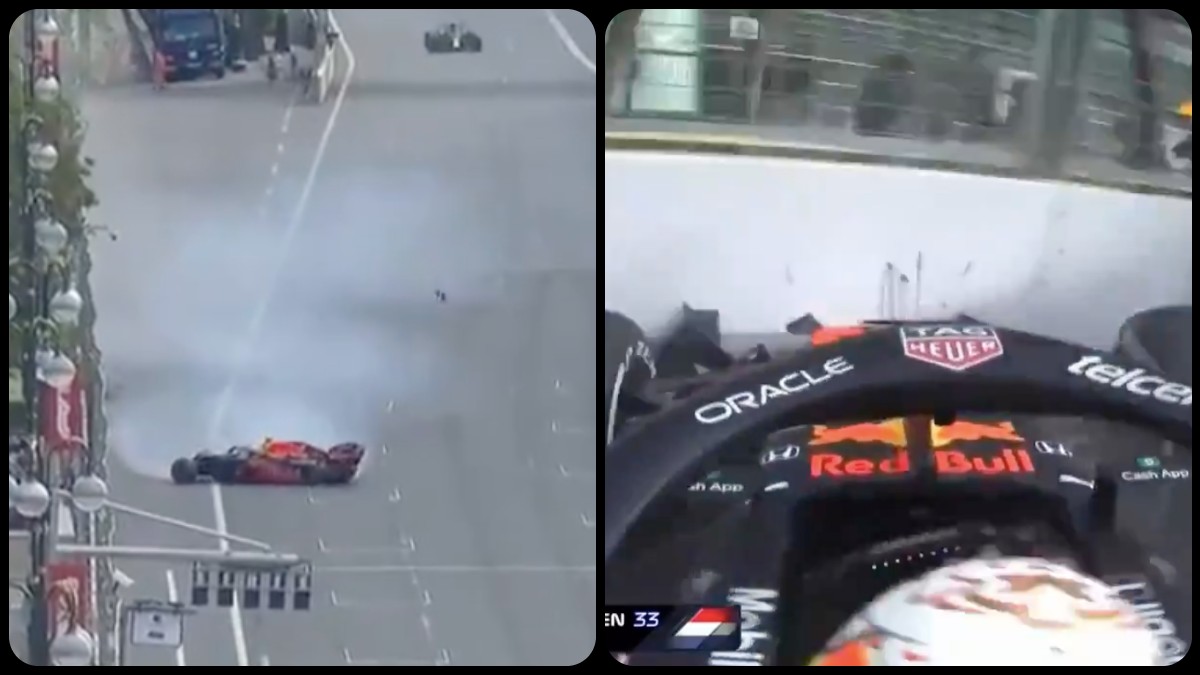 Max Verstappen sufrió un accidente en Bakú. (Captura de pantalla)
