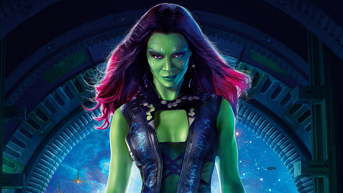 Gamora en un póster promocional de «Guardianes de la galaxia» (Disney)