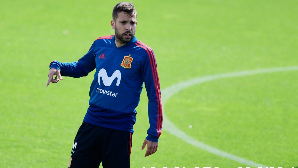 Jordi Alba durante un entrenamiento con España. (AFP)