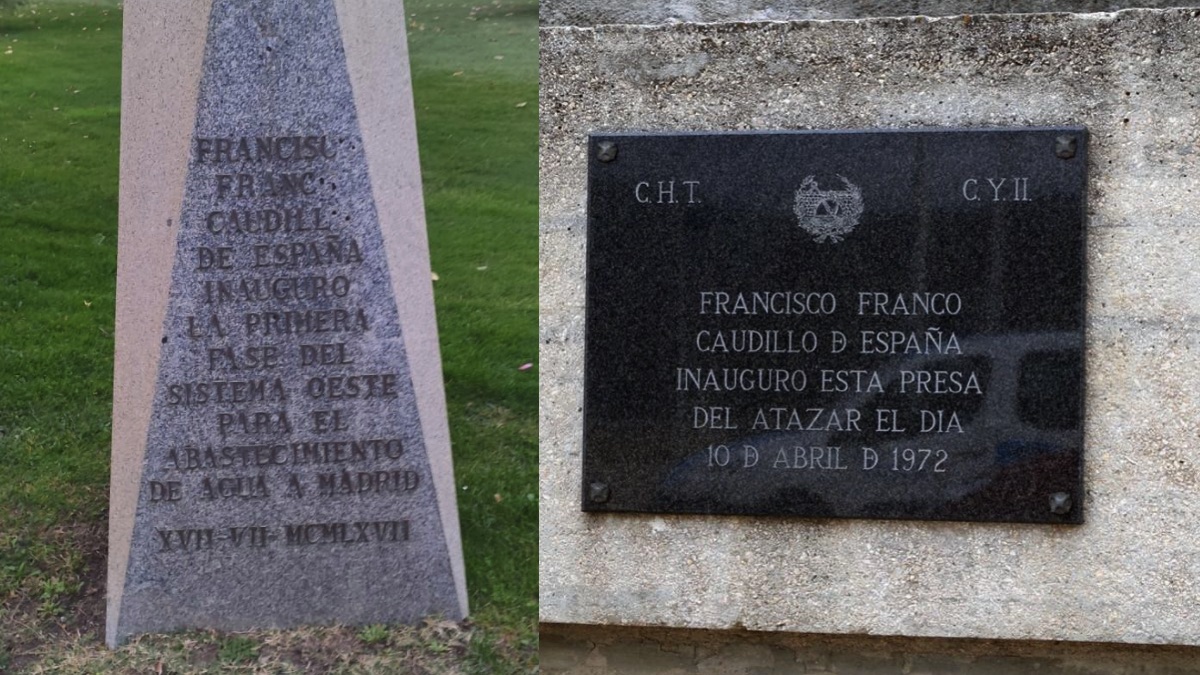 Los dos emblemas referentes a Franco.