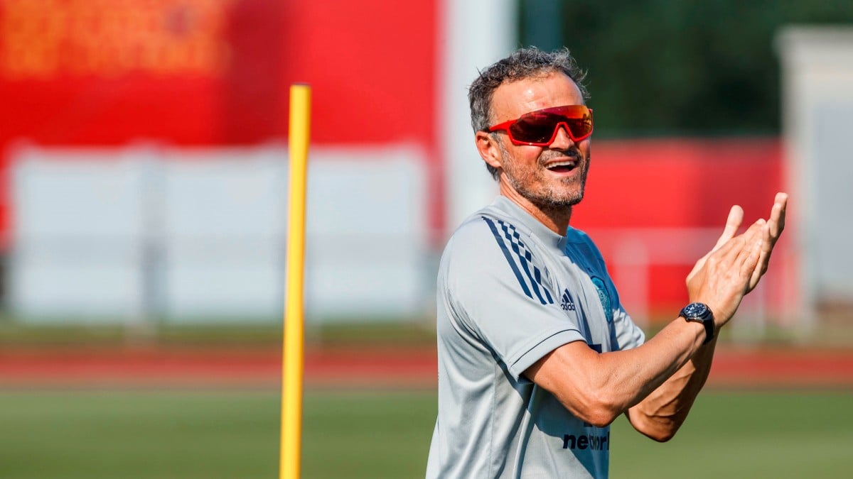 Luis Enrique, durante un entrenamiento de la selección española. (EFE)