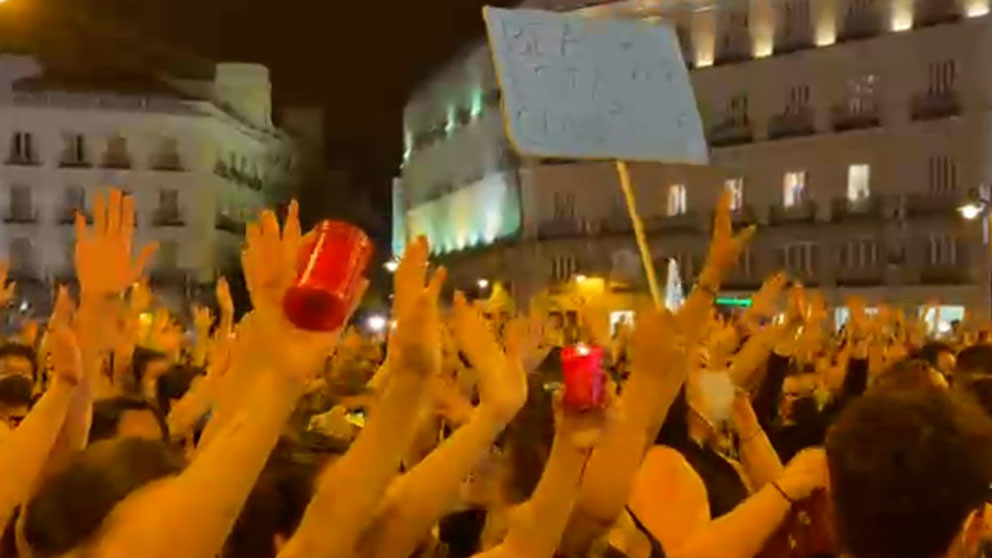 Momento de la manifestación en la Puerta del Sol.
