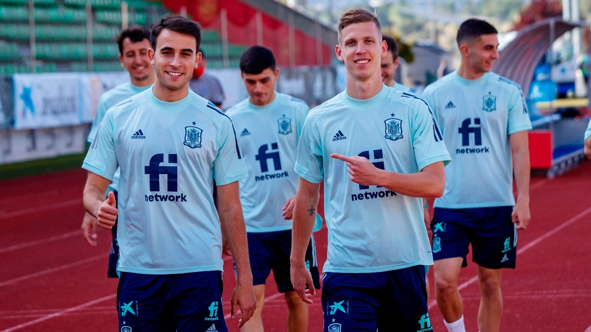 Los jugadores de la selección española en un entrenamiento. (EFE)