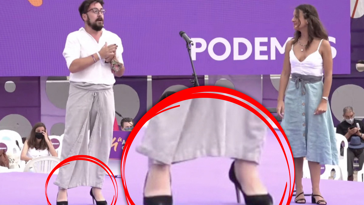 Víctor Vela, dirigente de Podemos, con tacones.