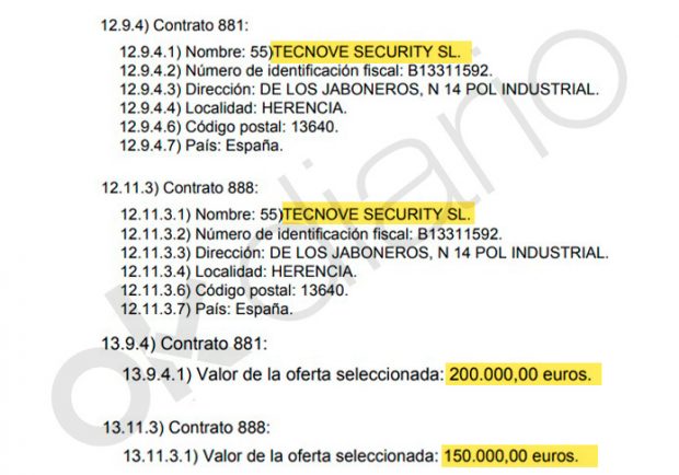 Adjudicación de 350.000 euros a la antigua empresa de Francisco Pardo Piqueras. 