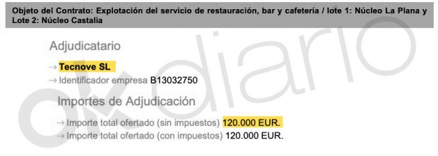 Adjudicación de 120.000 euros a la antigua empresa de Francisco Pardo Piqueras.