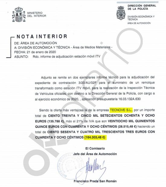 Adjudicación pública a la compañía que vicepresidió Franscico Pardo Piqueras. 