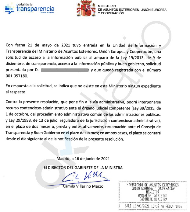 Exteriores se lava las manos: «No tenemos ningún expediente sobre la entrada de Ghali en España»
