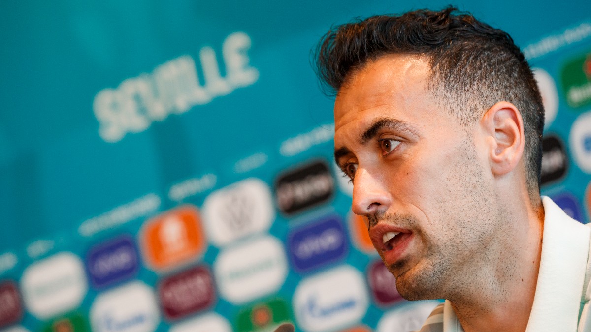 Sergio Busquets, durante una rueda de prensa. (SeFútbol)