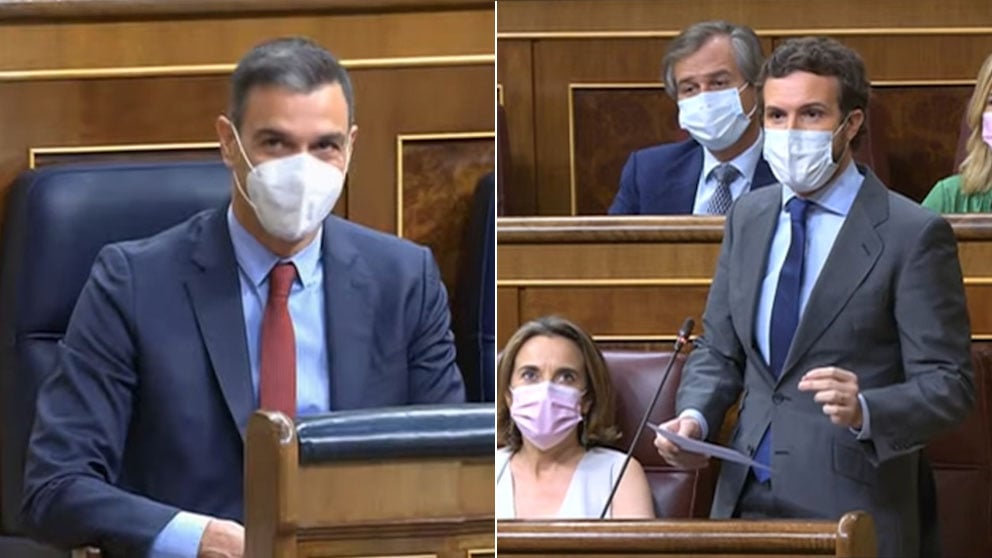 Casado y Sánchez en el Congreso de los Diputados.