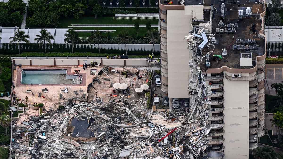 Los apartamentos que han colapsado en Miami. Foto: AFP