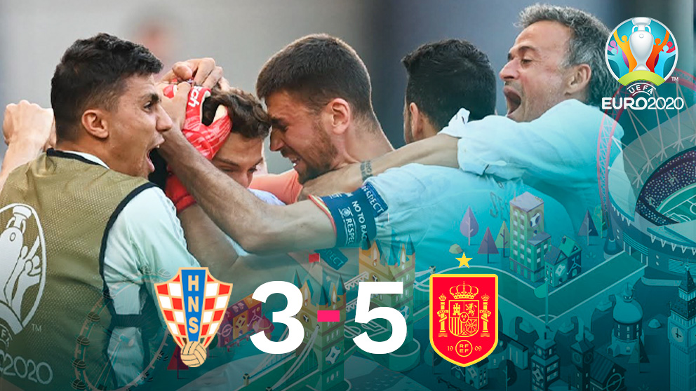 España ganó 5-3 a Croacia y se metió en cuartos de la Eurocopa.