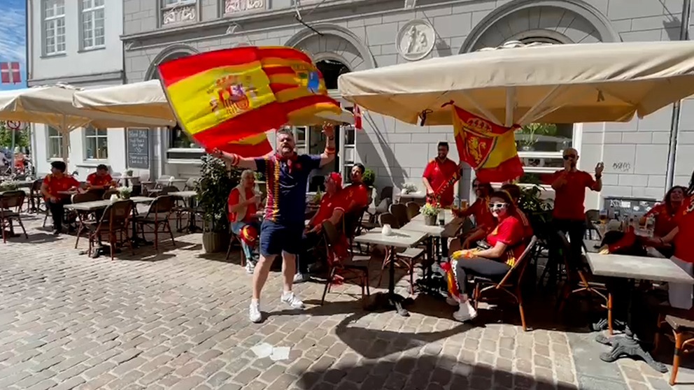 La afición española, en Copenhague.