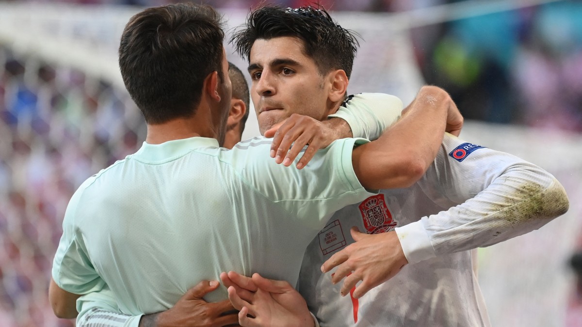 Morata celebra su gol a Croacia. (AFP)