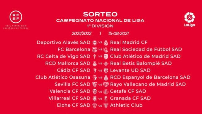 Alavés – Real Madrid y Barcelona – Real Sociedad, en la primera jornada de la Liga Santander