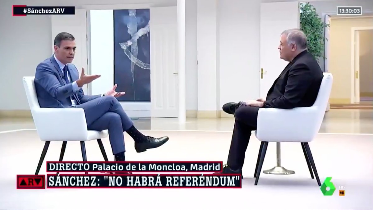 Pedro Sánchez durante la entrevista de ‘Al Rojo Vivo’ de La Sexta.