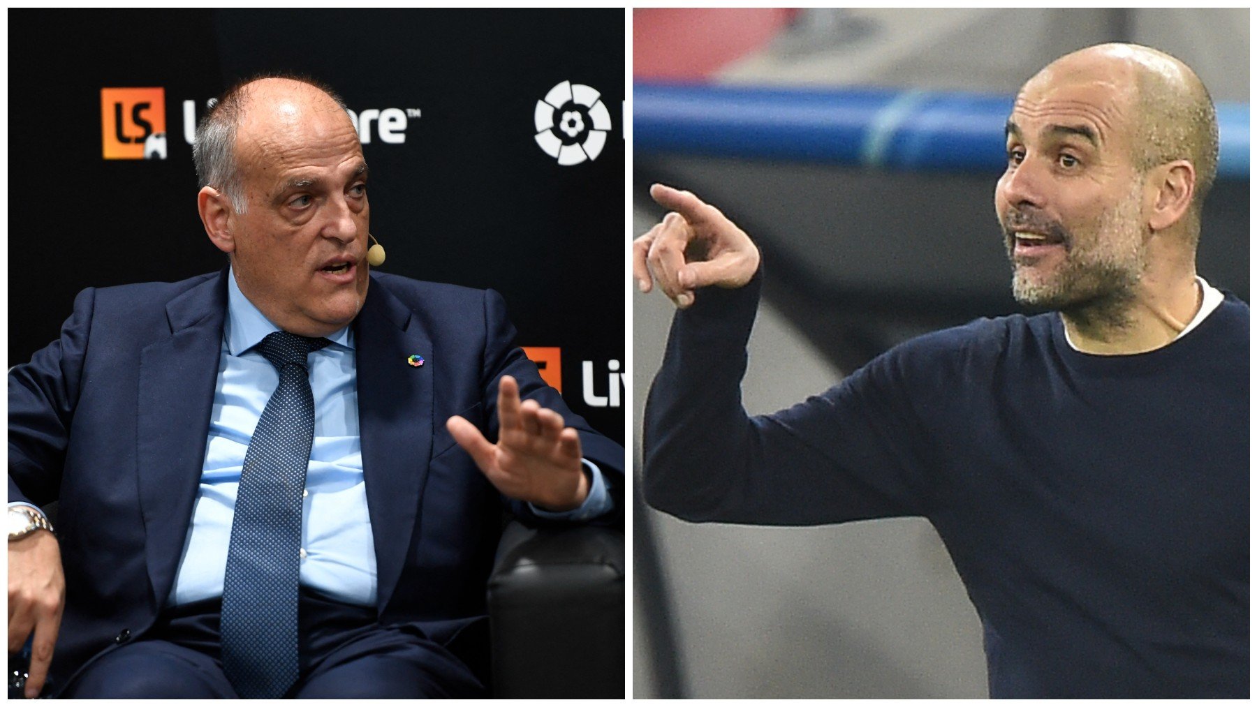 Guardiola puso en su lugar a Javier Tebas.