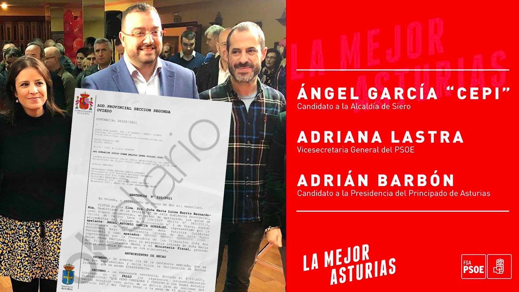 OKDIARIO ha tenido acceso a la sentencia condenatoria contra el alcalde de Siero, Ángel García, a la derecha de la imagen.