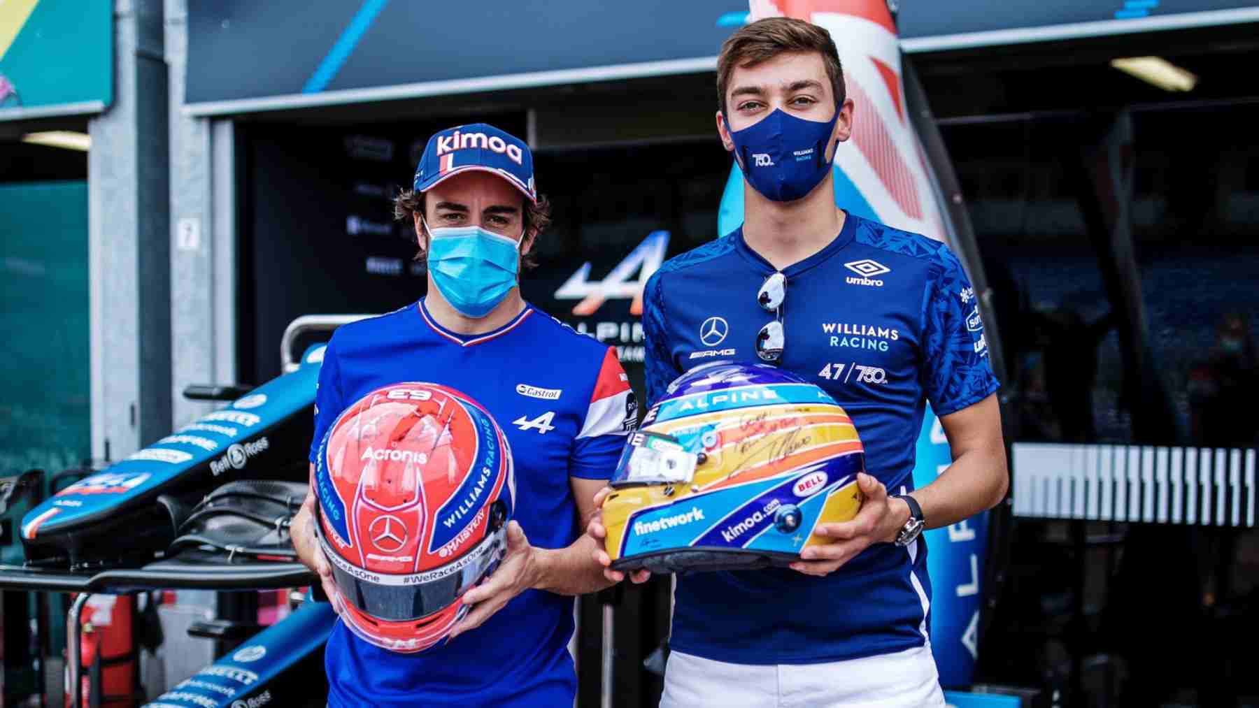 Fernando Alonso y George Russell tras el Gran Premio de Mónaco. (@GeorgeRussell63)