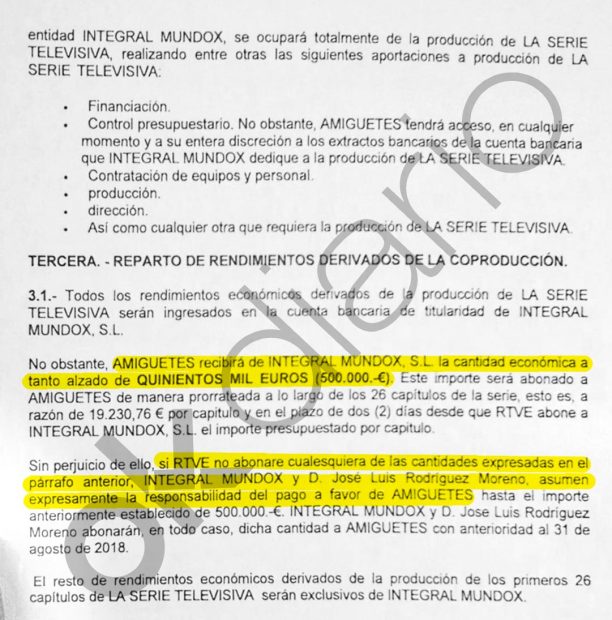 Contrato secreto entre Santiago Segura y José Luis Moreno.