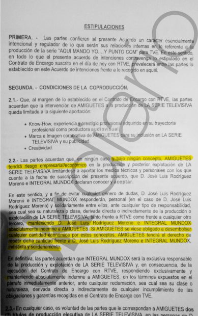 Contrato secreto entre Santiago Segura y José Luis Moreno. 