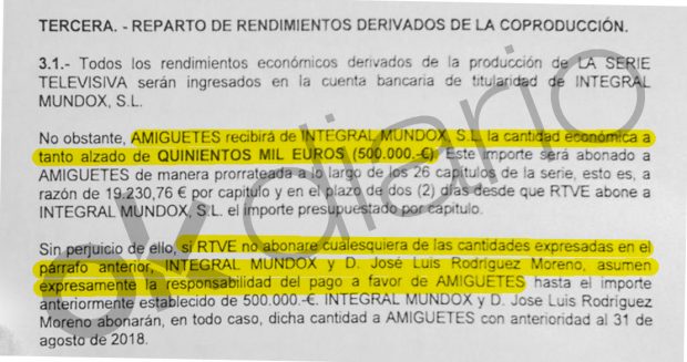 Contrato secreto entre Santiago Segura y José Luis Moreno. 