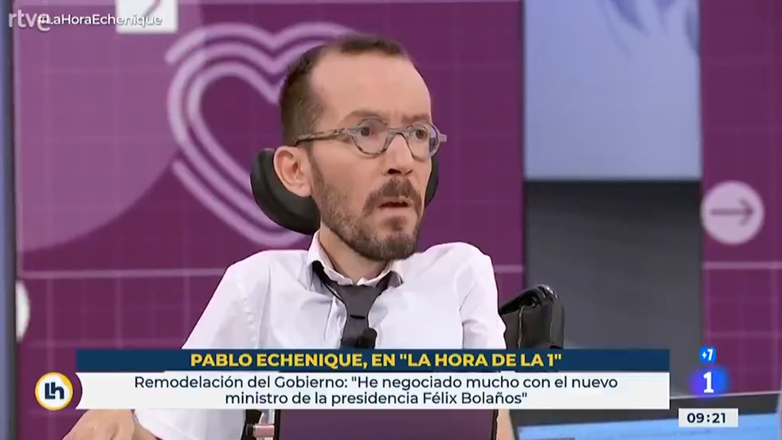Pablo Echenique en ‘La Hora de La 1’ de ‘TVE’.
