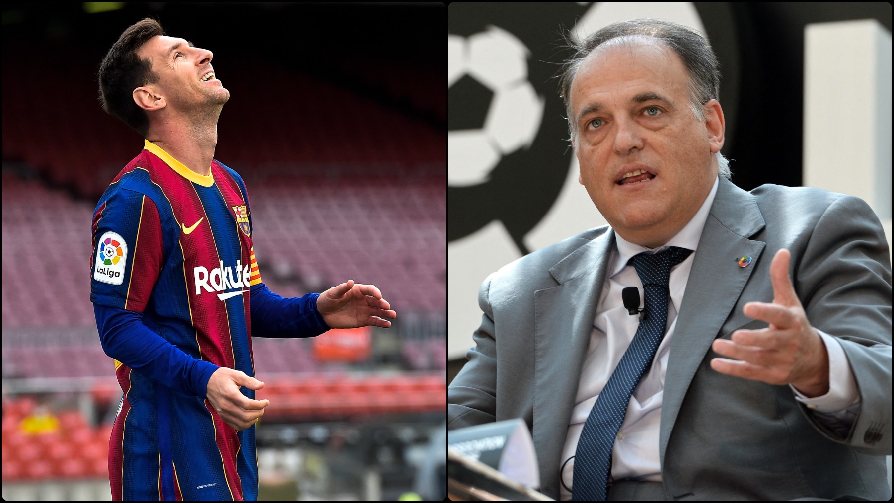Leo Messi y Javier Tebas.