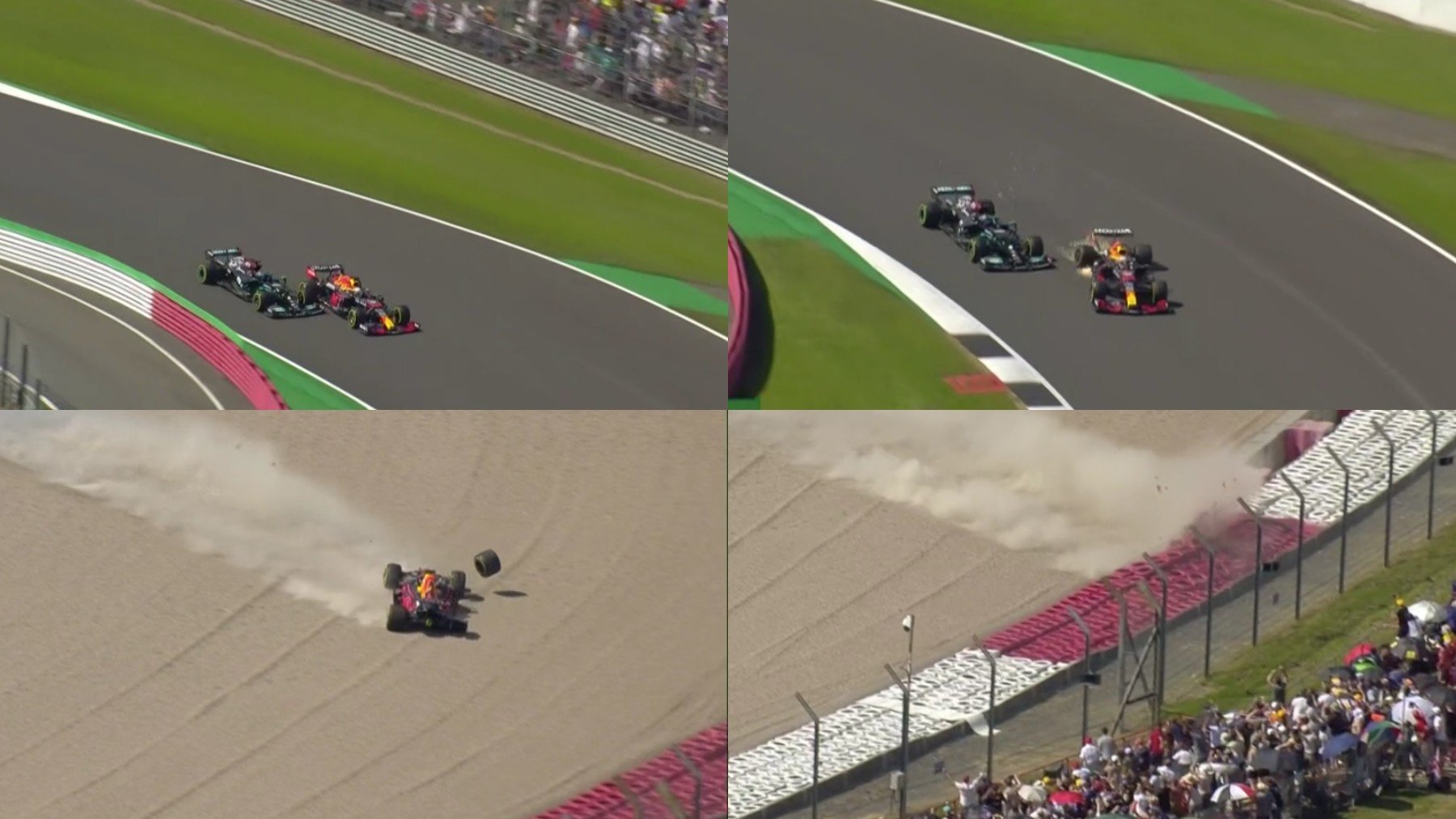 Así fue el accidente entre Lewis Hamilton y Max Verstappen.