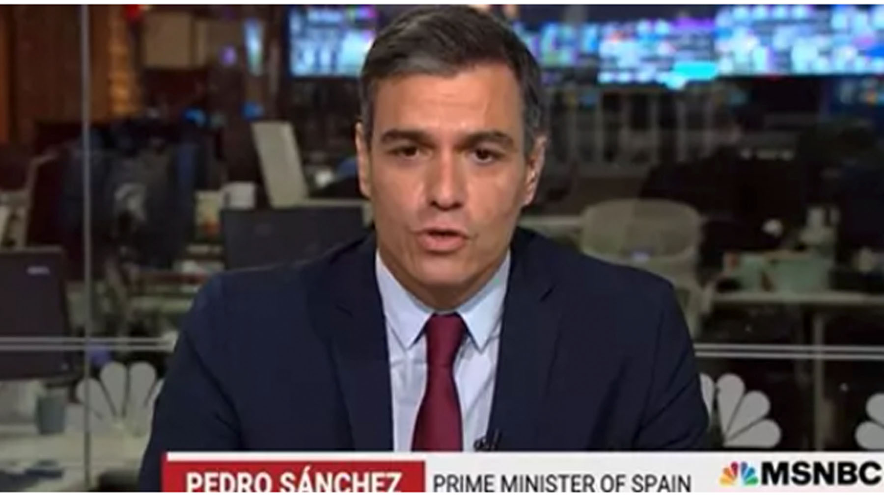 Pedro Sánchez entrevistado en Estados Unidos.