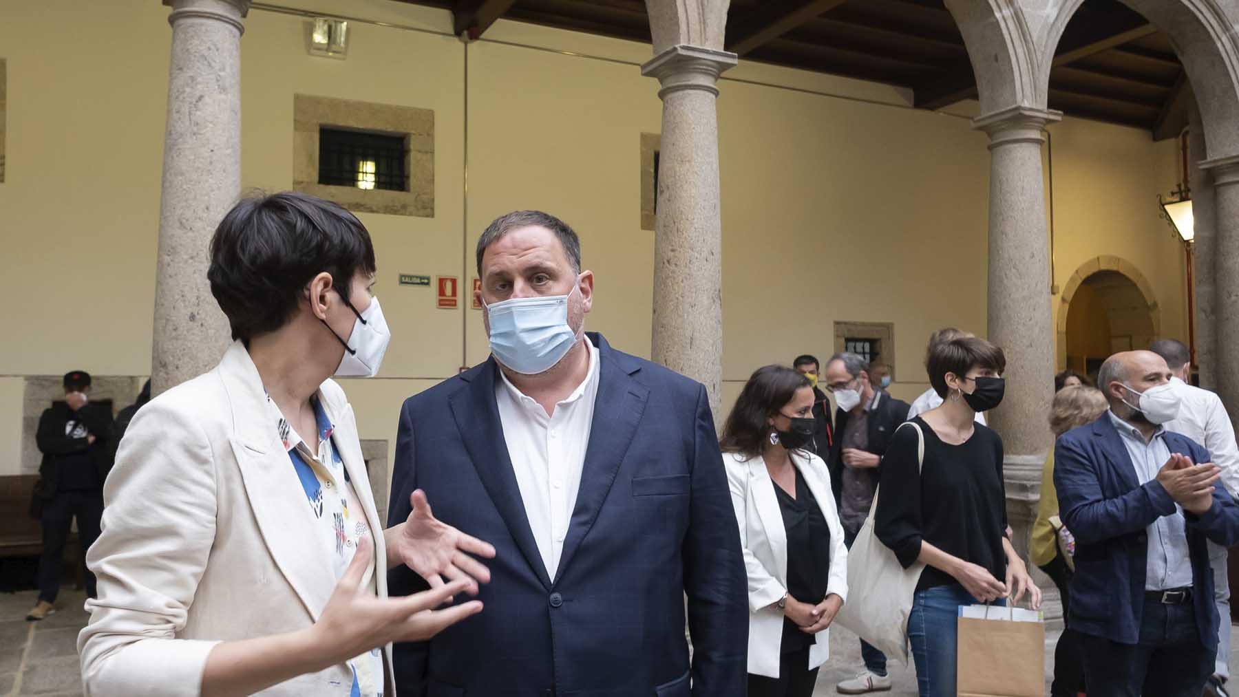 Oriol junqueras y la portavoz del BNG, Ana Pontón. Foto: Europa Press.