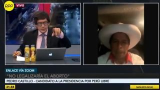El recién nombrado presidente de Perú, Pedro Castillo, en una entrevista en televisión.
