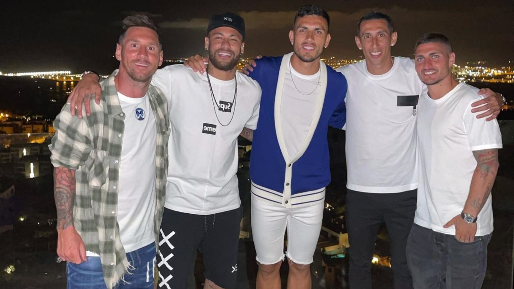Neymar, Messi, Verratti, Di María y Paredes en Ibiza.